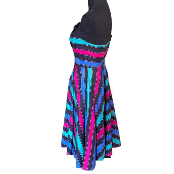 Vintage Foxy Lady 80s Strapless Flared Dress – Party Glam, Retro Vibes - Picture 6 of 7